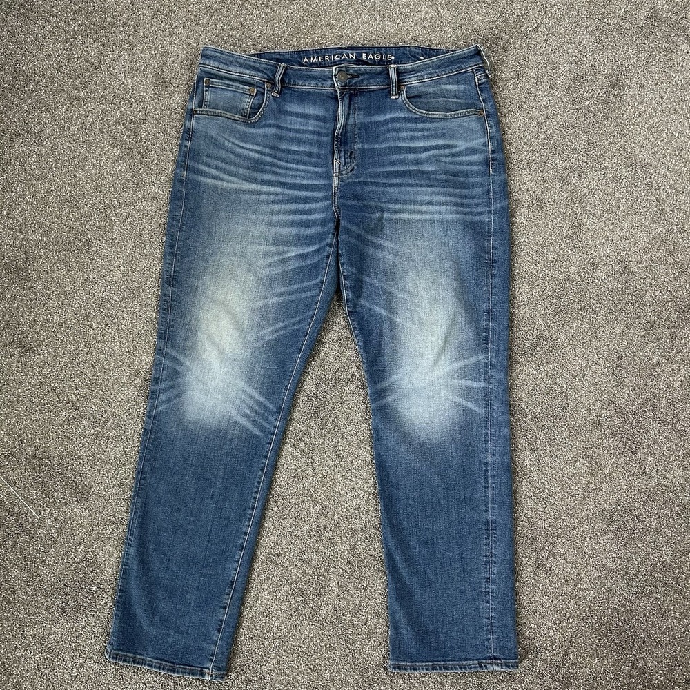 American Eagle AirFlex+ Jeans Men's 38x32 Dark Wash Straight Leg 5 Pocket EUC
